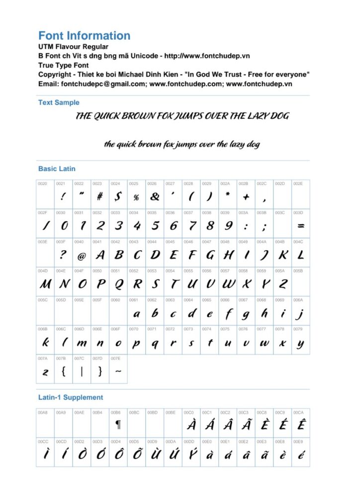 Font UTM Flavour Việt hóa