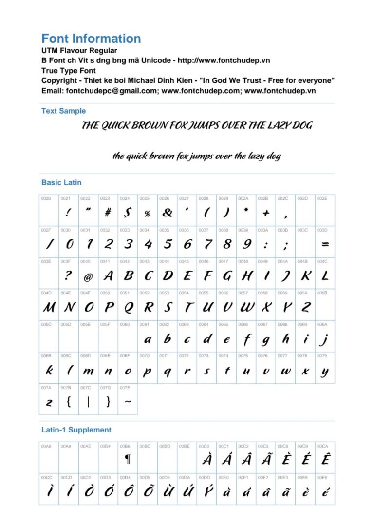 Font UTM Flavour Việt hóa