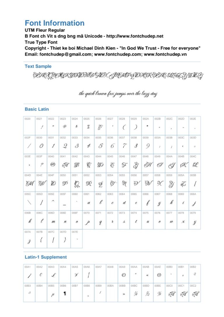 Font UTM Fleur viết tay