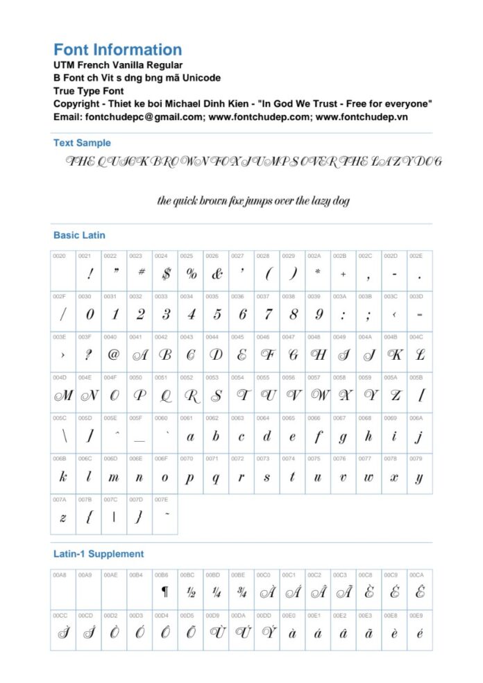 Font UTM French Vanilla