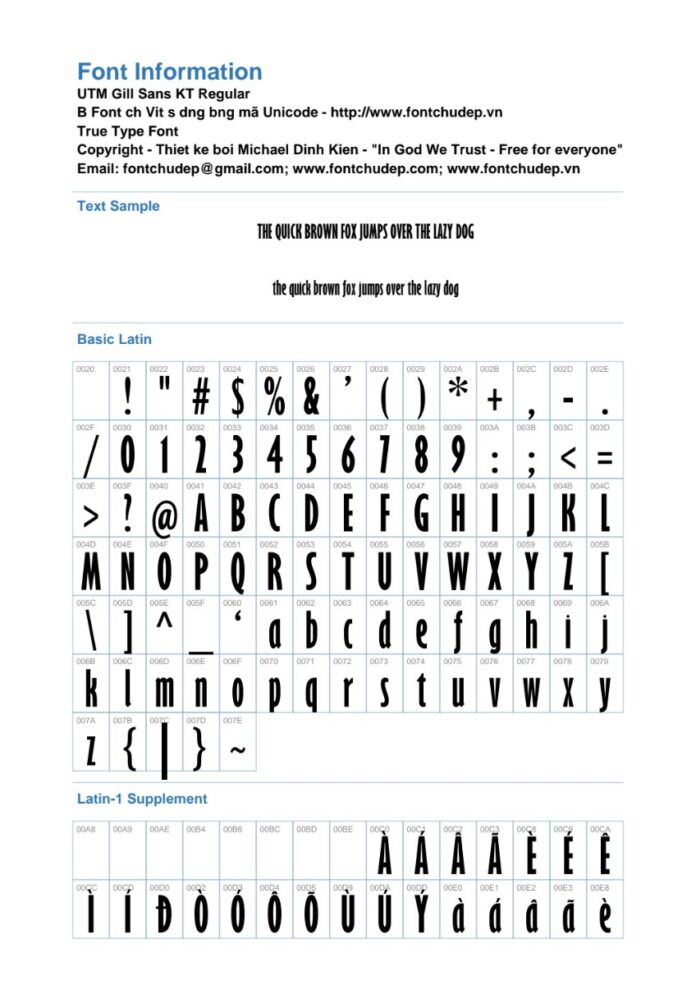 Font UTM Gill Sans KT Regular