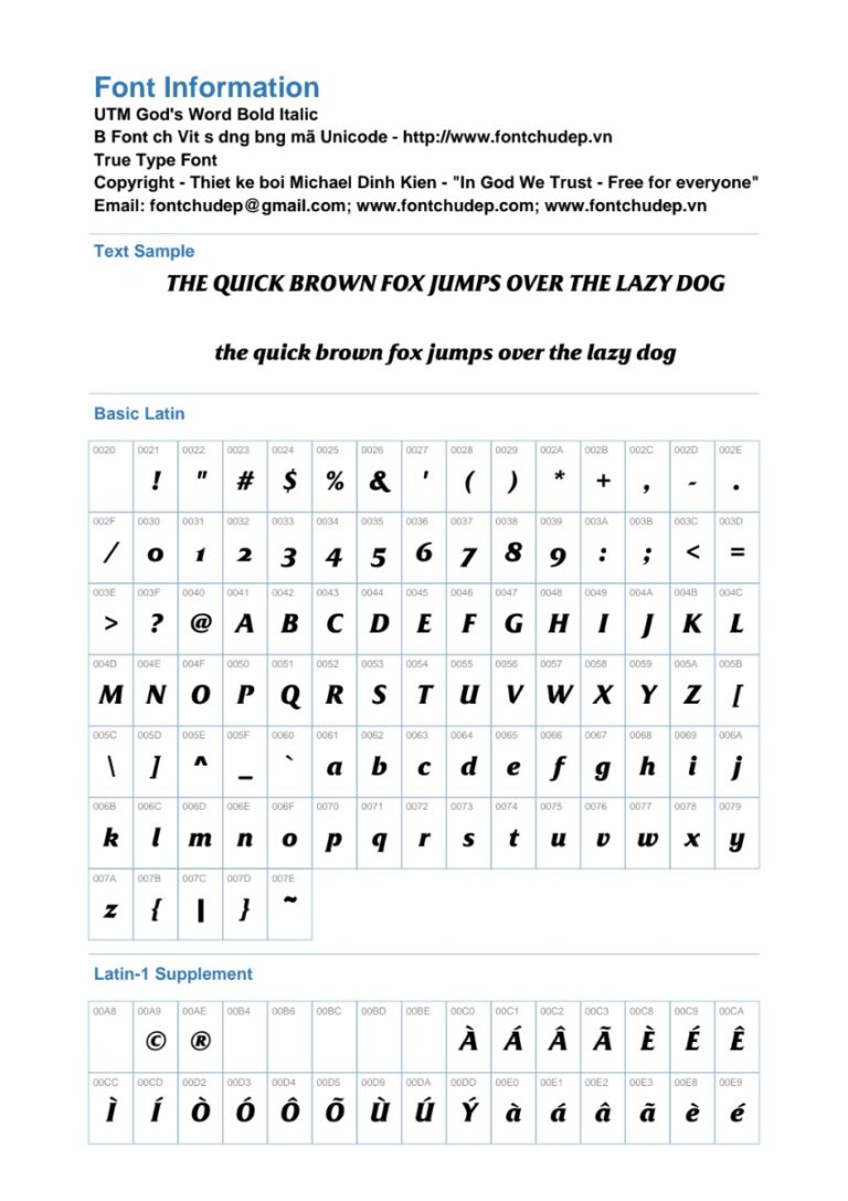 Font UTM God's Word Bold Italic