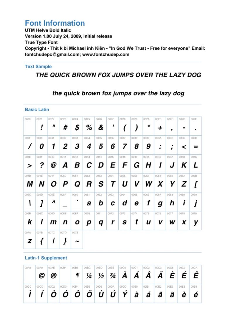 Font UTM Helve Bold Italic