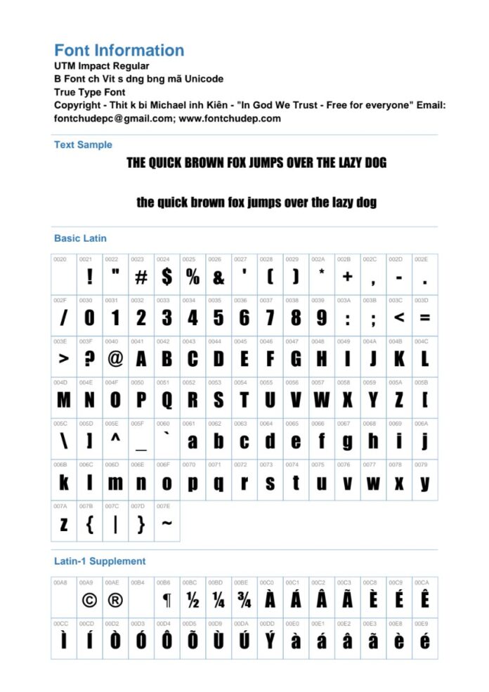 Font UTM Impact mạnh mẽ