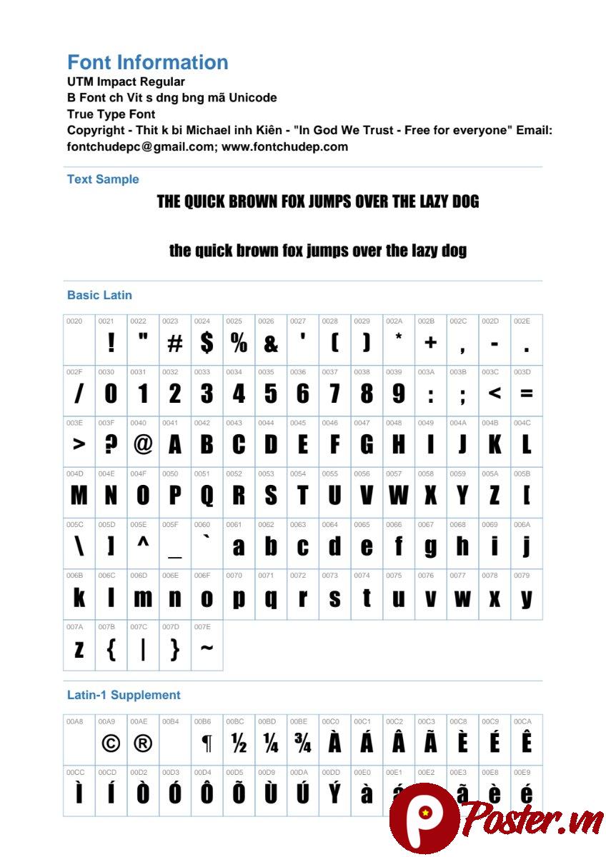 Font UTM Impact mạnh mẽ