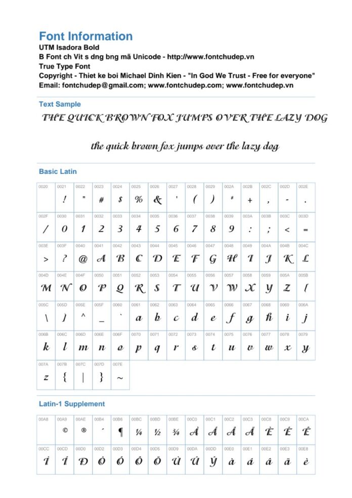 Font chữ UTM IsadoraBold