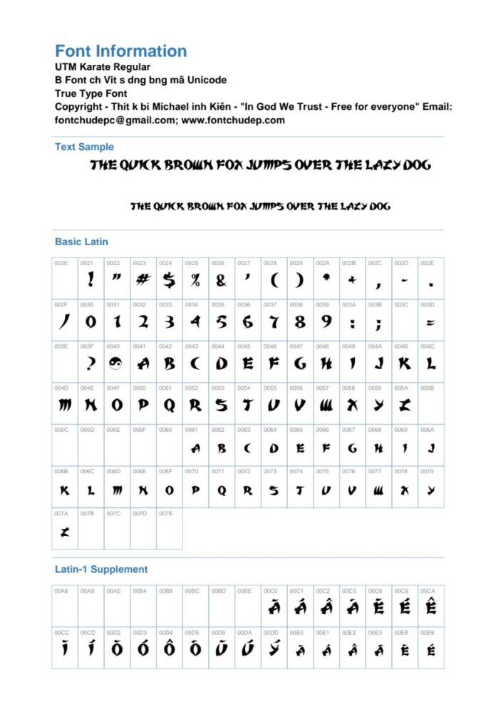 Font UTM Karate độc đáo