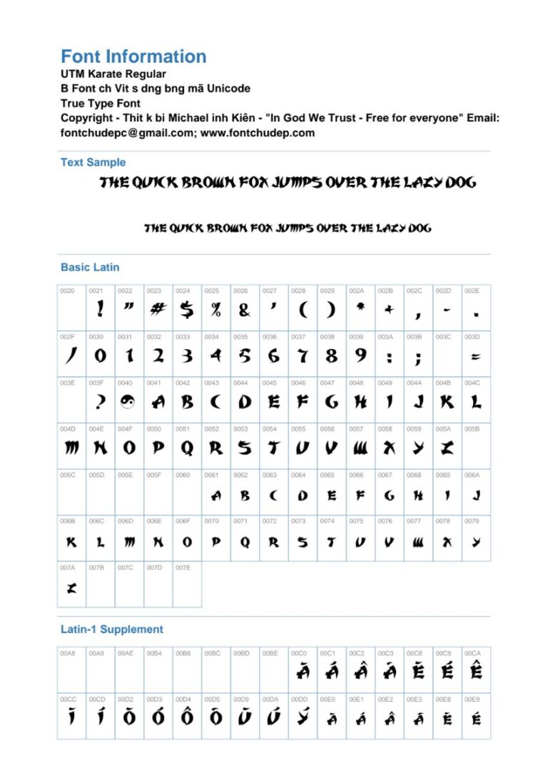 Font UTM Karate độc đáo