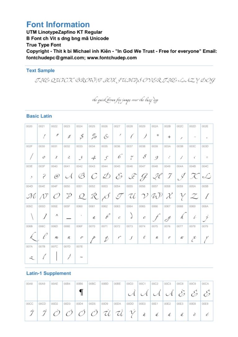Font UTM LinotypeZapfino KT