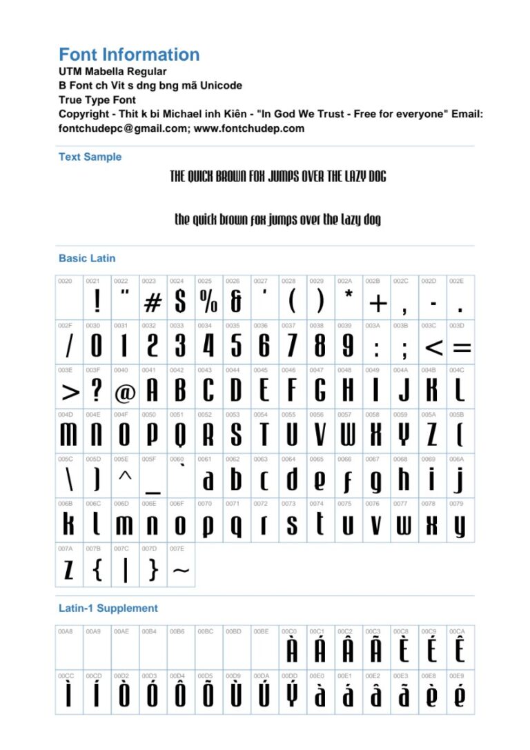 Font UTM Mabella đẹp