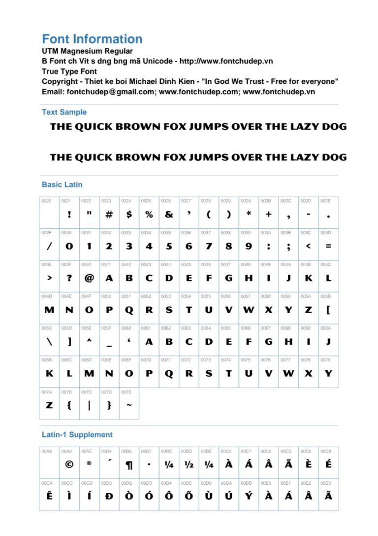 Font UTM Magnesium Việt Hóa