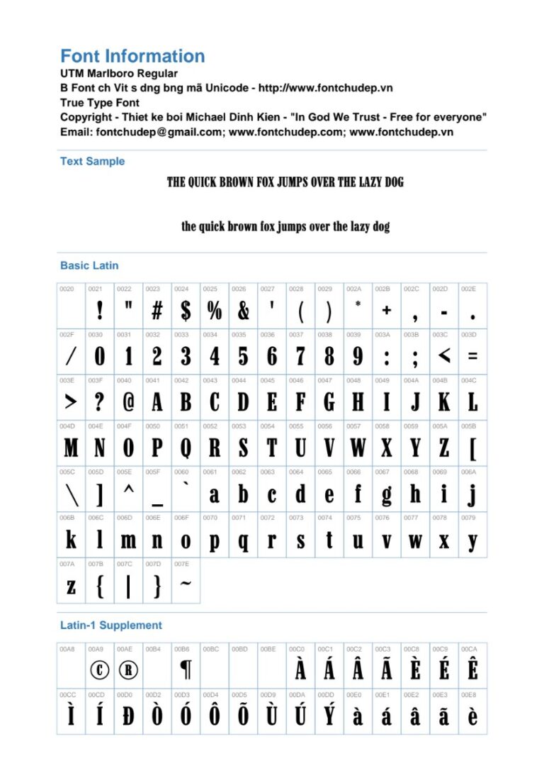 Font UTM Marlboro cổ điển