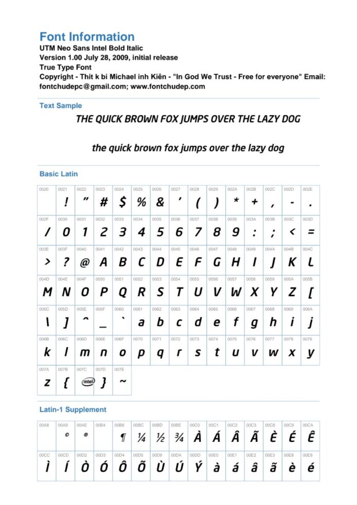 Font UTM Neo Sans Intel Bold Italic