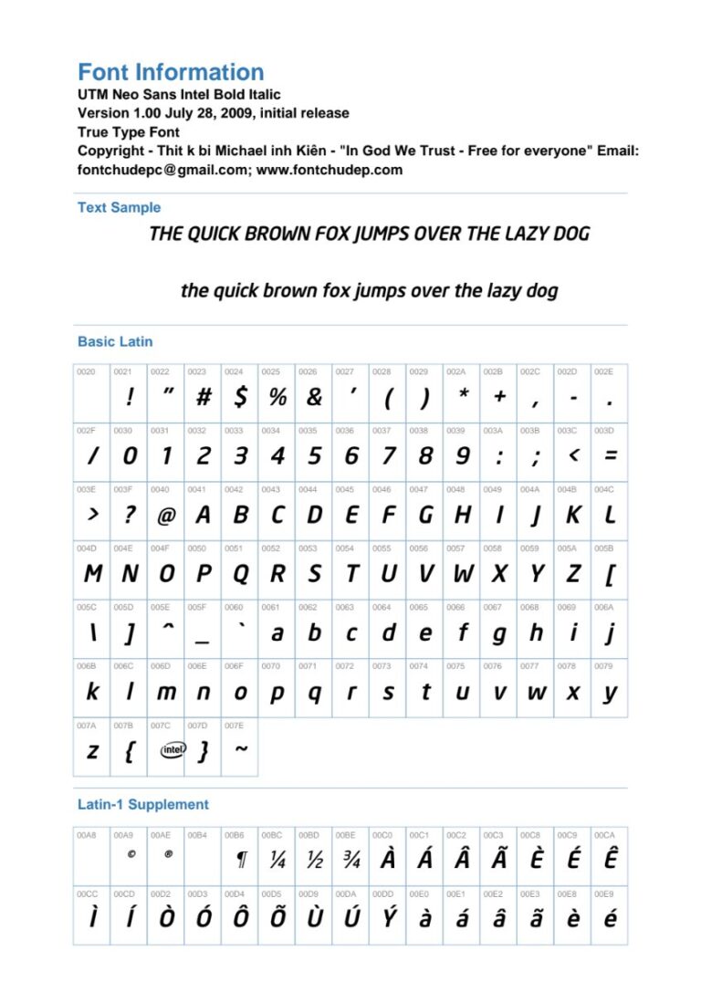 Font UTM Neo Sans Intel Bold Italic