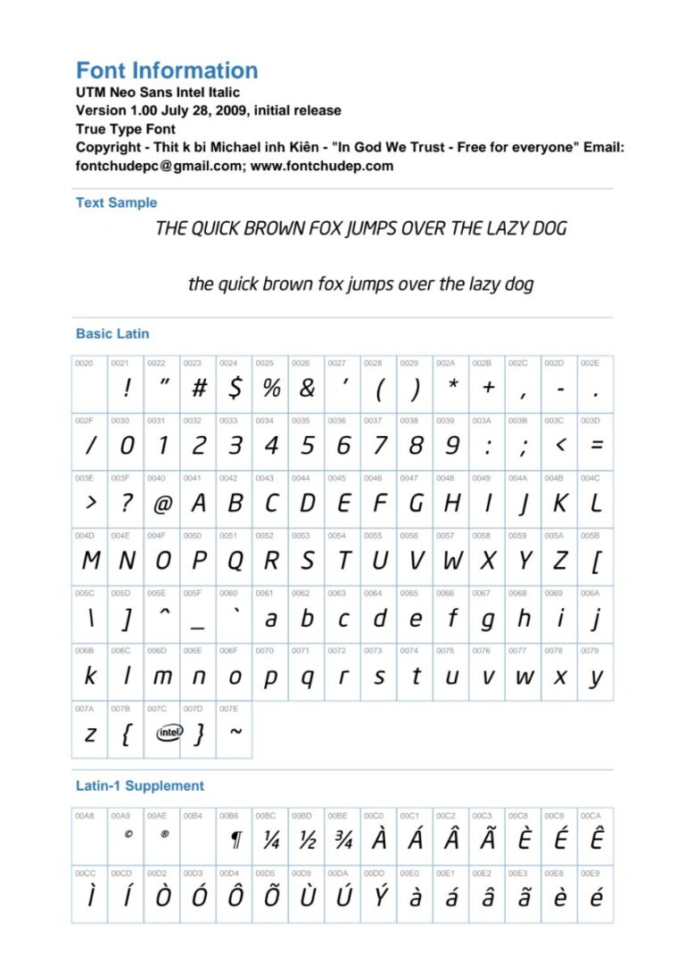Font UTM Neo Sans Intel Italic