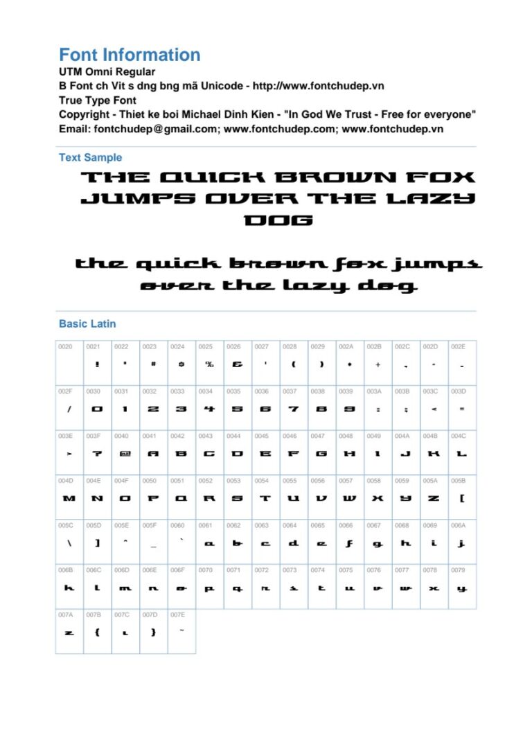 Font UTM Omni hiện đại