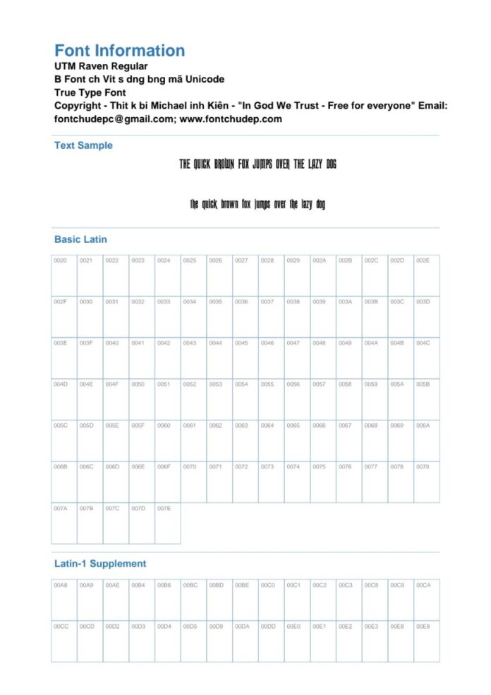 Font UTM Raven