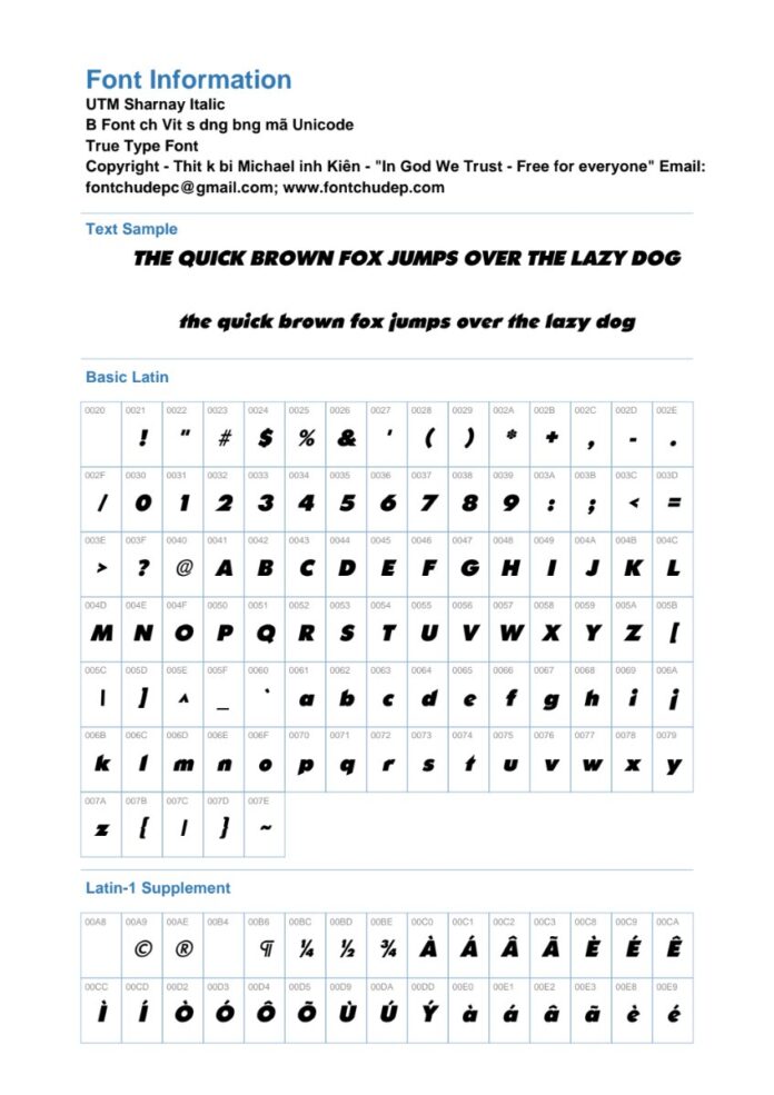 Font UTM Sharnay Italic