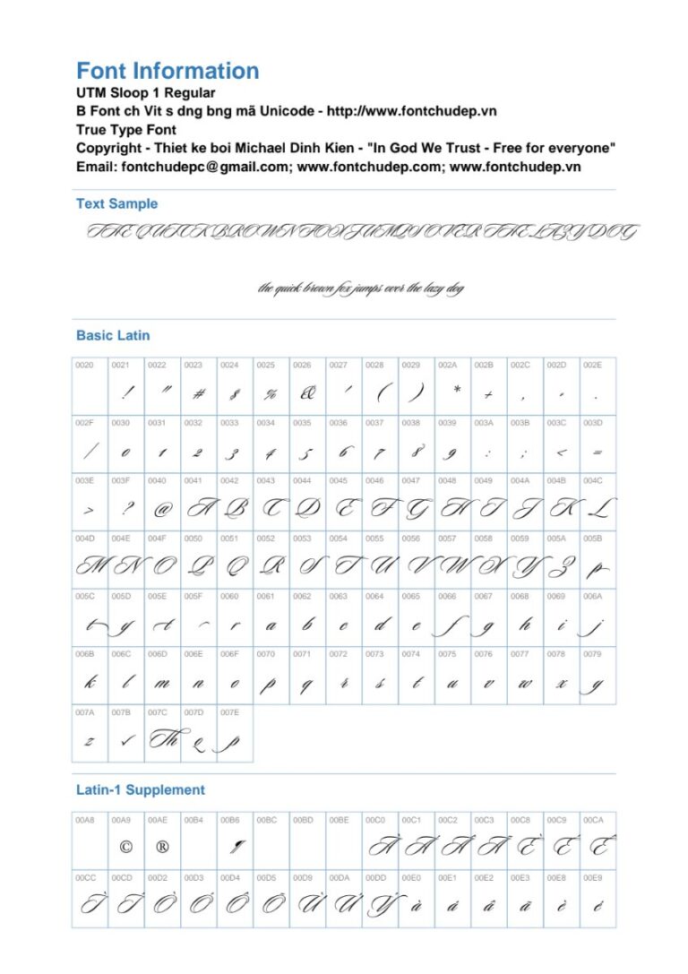 Font UTM Sloop 1 đẹp