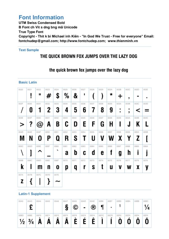 Font UTM Swiss Condensed Bold