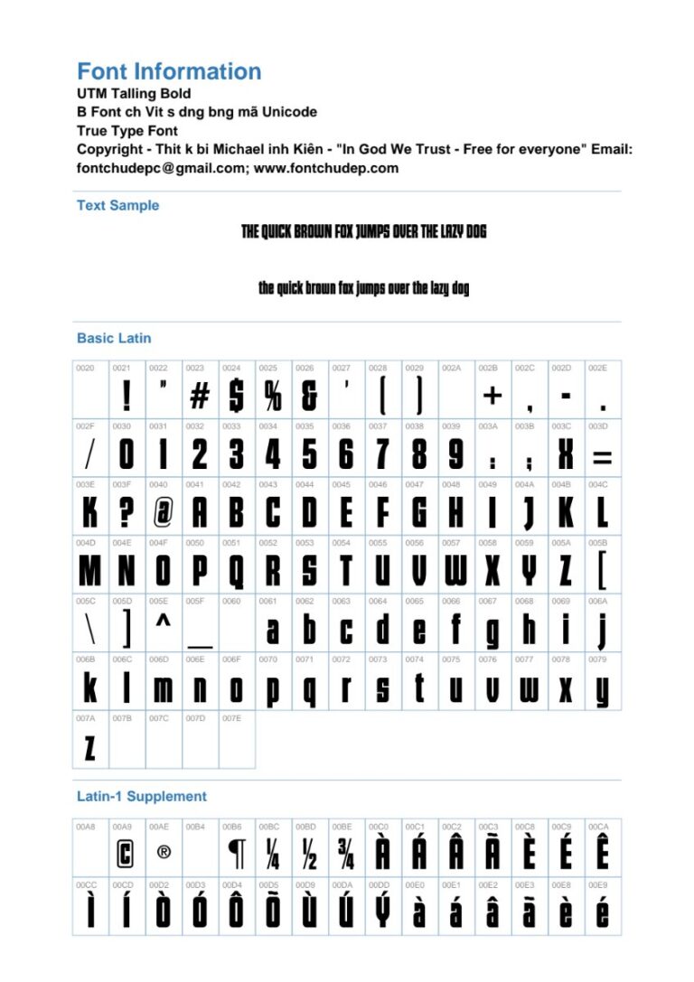 Font UTM TallingBold Việt hóa