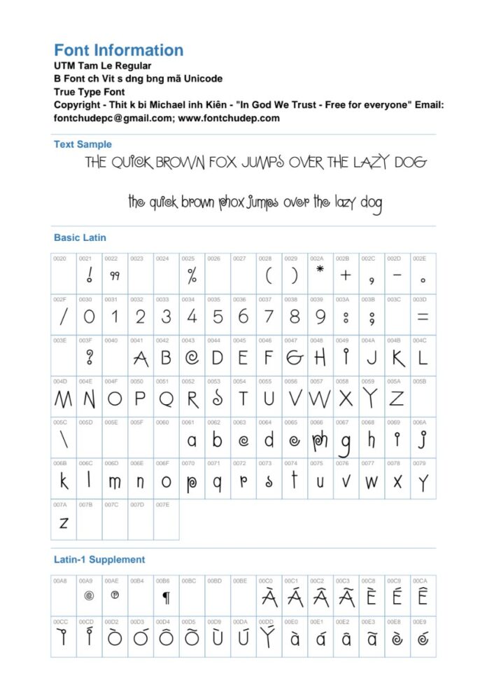 Font UTM Tam Le độc đáo