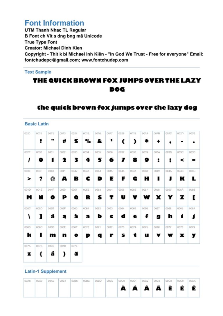 Font UTM Thanh Nhac TL