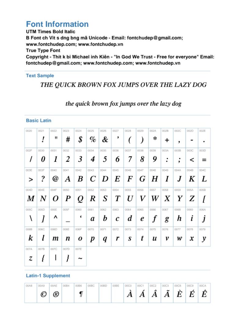 Font UTM Times Bold Italic