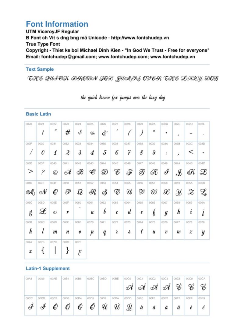 Font UTM ViceroyJF thư pháp Việt hóa