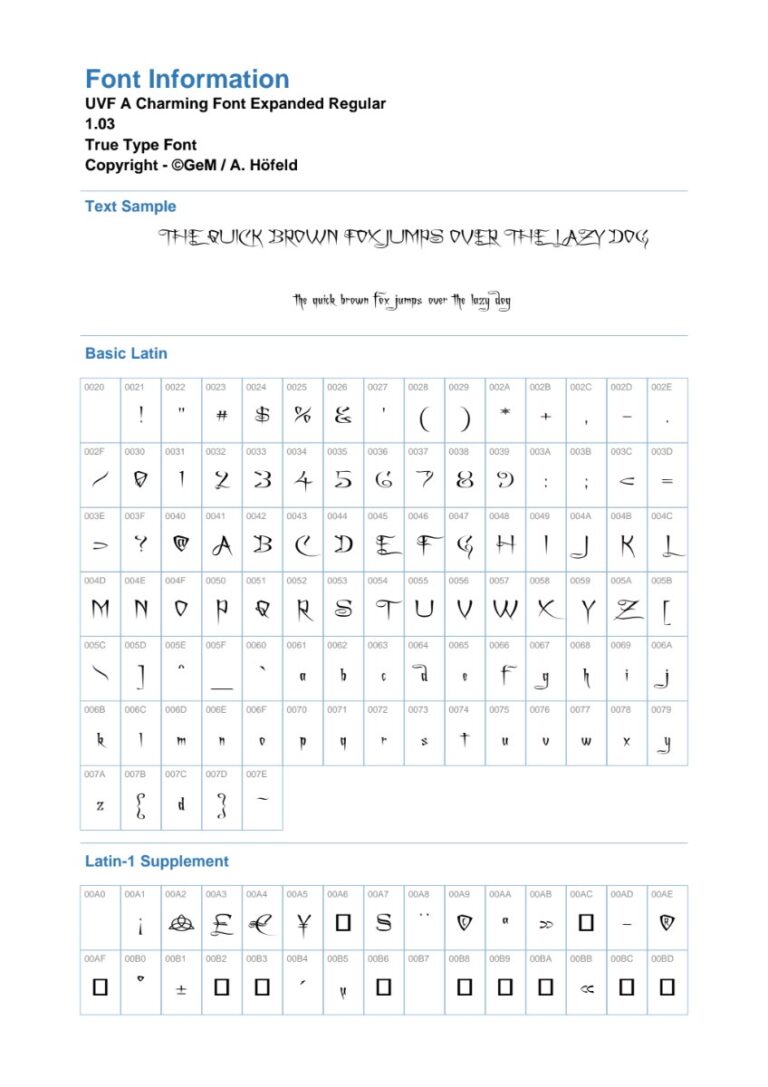 Font UVF A Charming Expanded