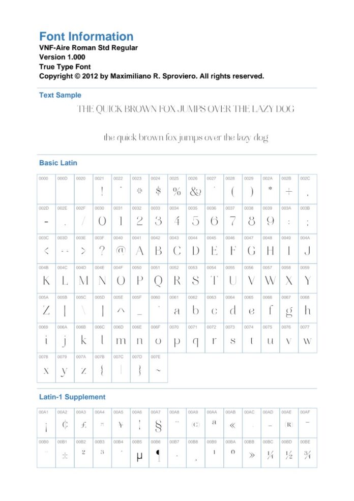 Font UVF Aire Roman Std