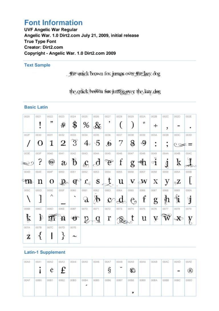 Font UVF Angelic War