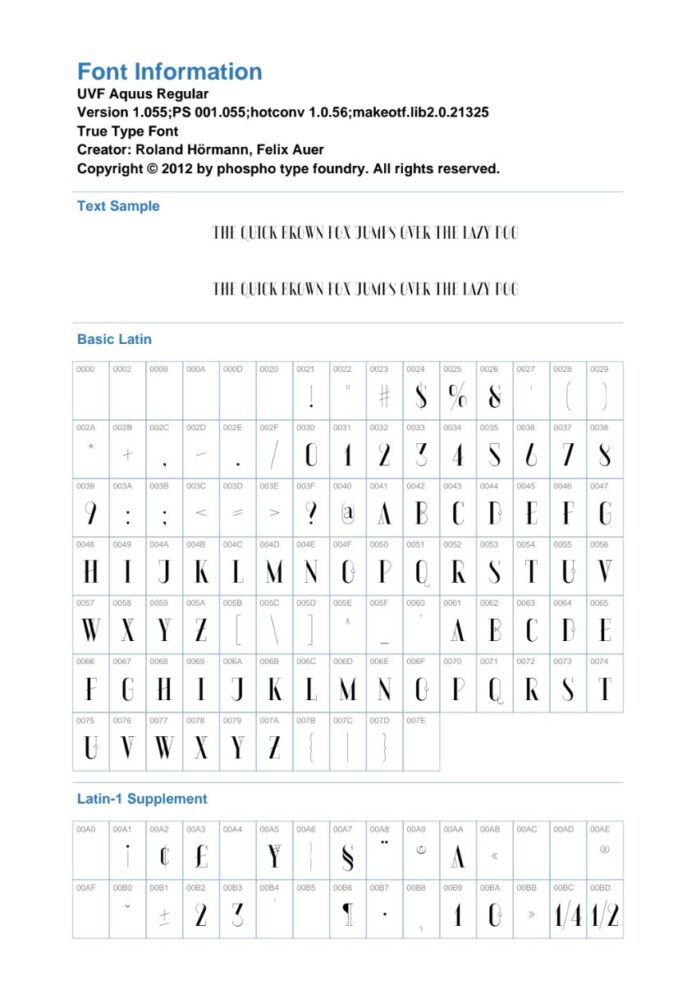 Font UVF Aquus Regular