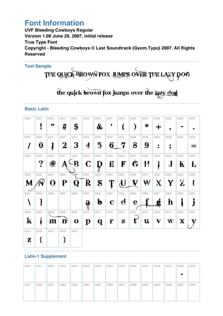 Font UVF Bleeding Cowboys