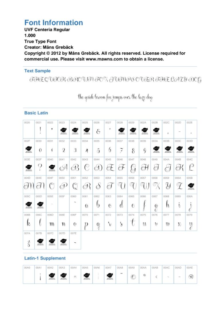 Font UVF Centeria Regular