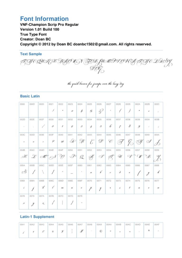 Font chữ UVF Champion Script Pro