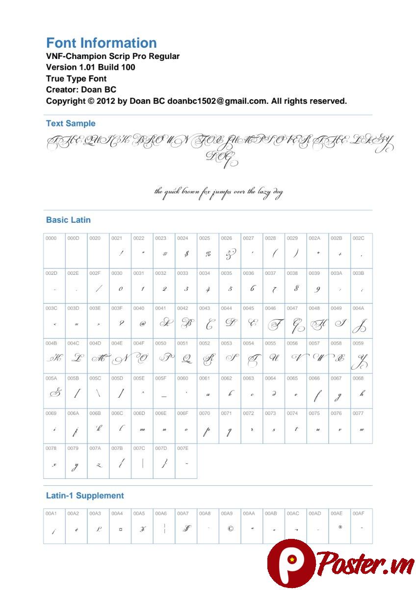 Font chữ UVF Champion Script Pro