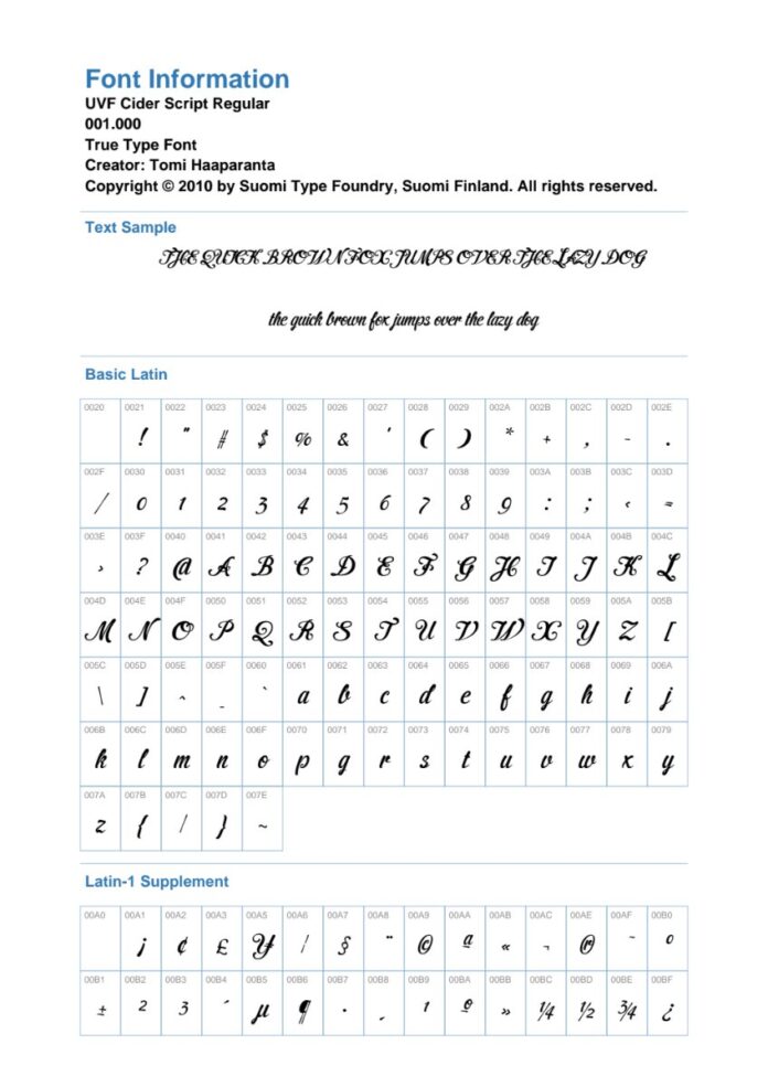 Font UVF Cider Script