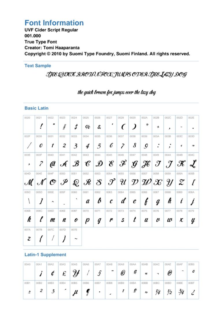 Font UVF Cider Script