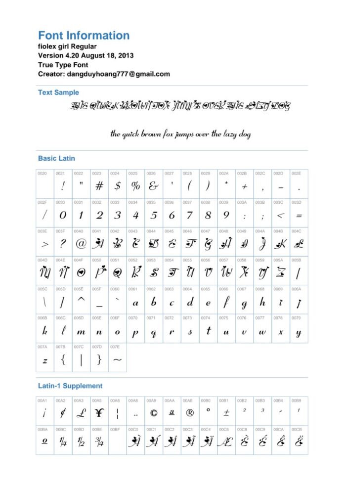 Font UVF FiolexGirlVH