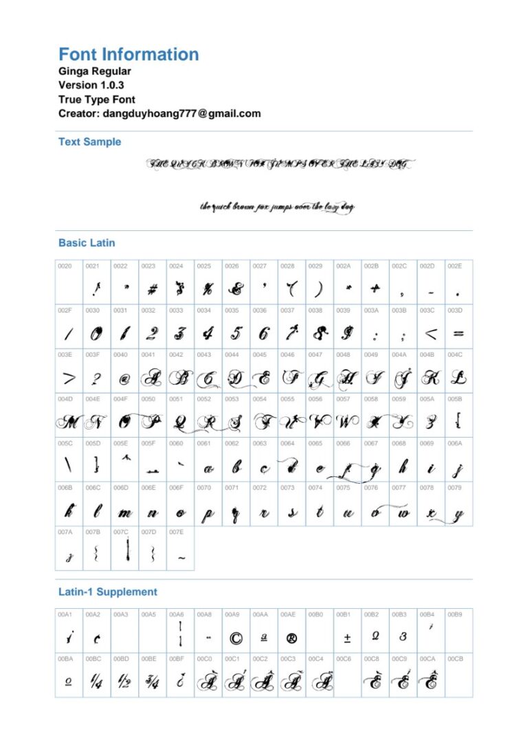 Font UVF Ginga viết tay độc đáo