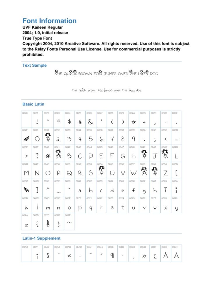 Font UVF Kaileen viết tay