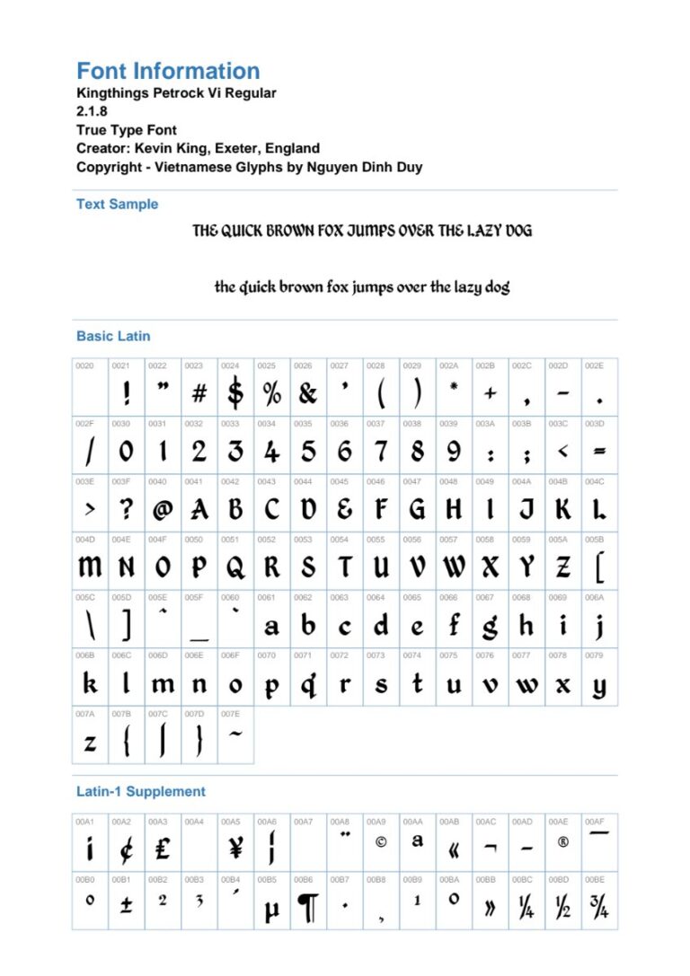 Font UVF Kingthings Petrock vi