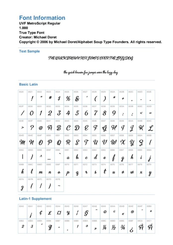 Font UVF Metroscript