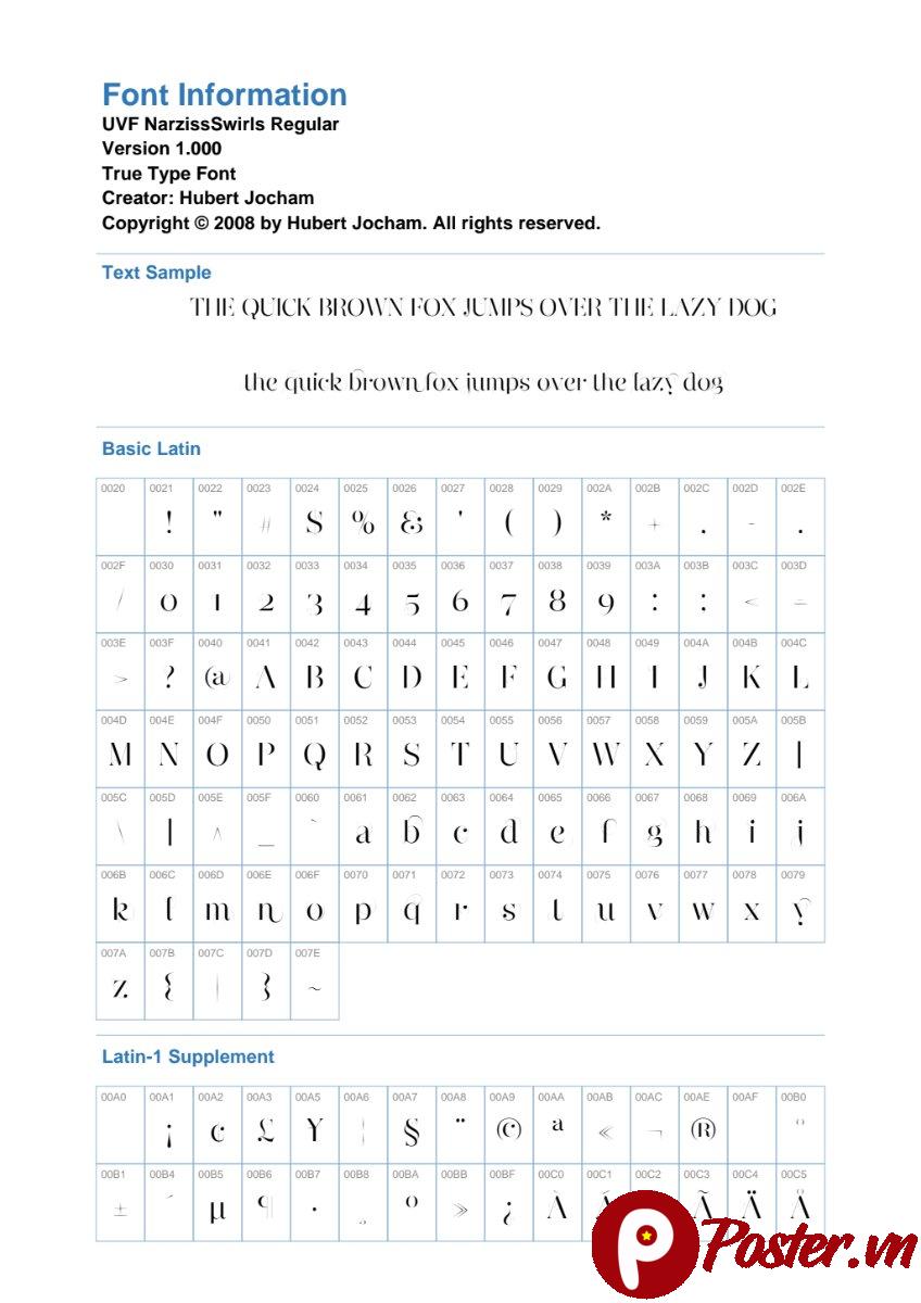 Font chữ UVF Narziss Swirls