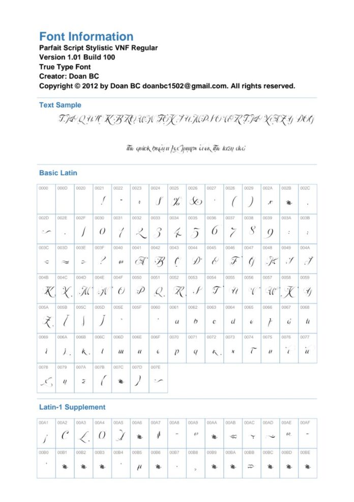 Font UVF Parfait Script Stylistic