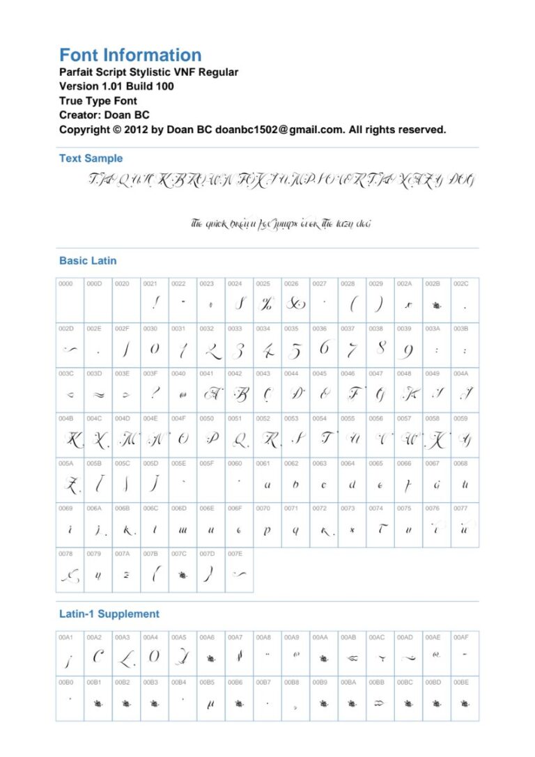 Font UVF Parfait Script Stylistic