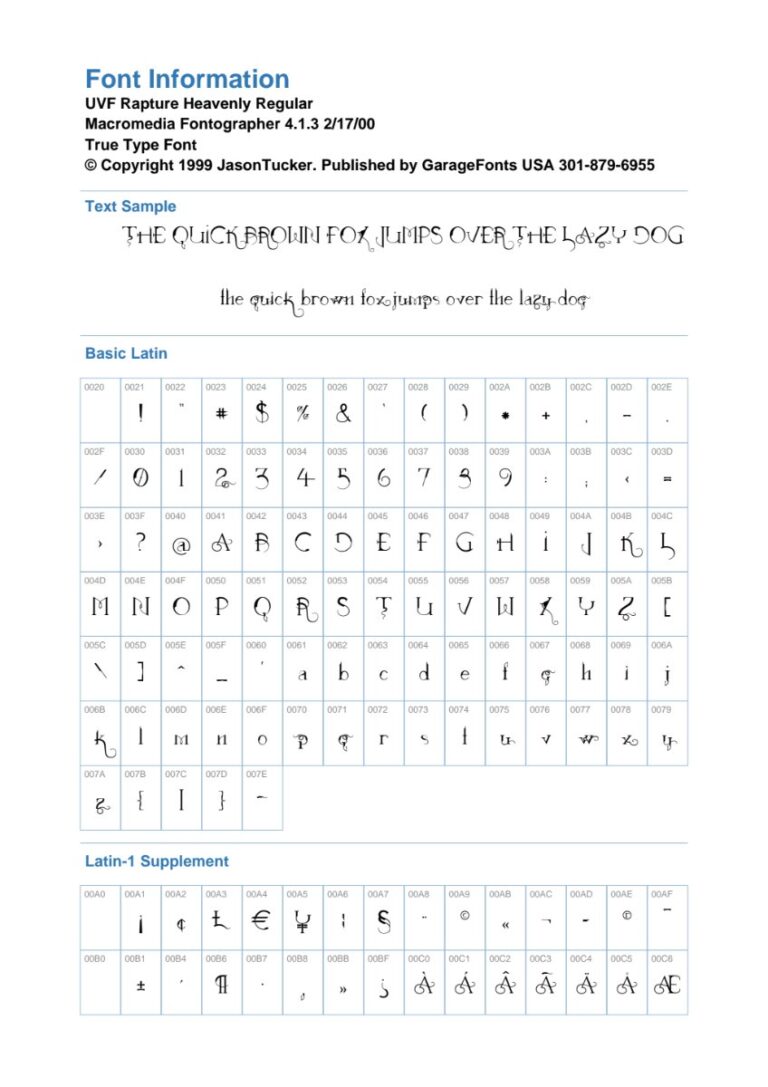 Font UVF Rapture Heavenly