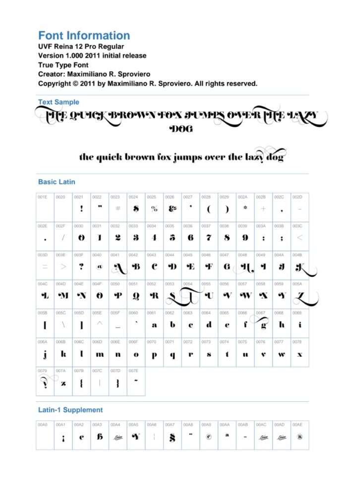 Font UVF Reina 12 Pro