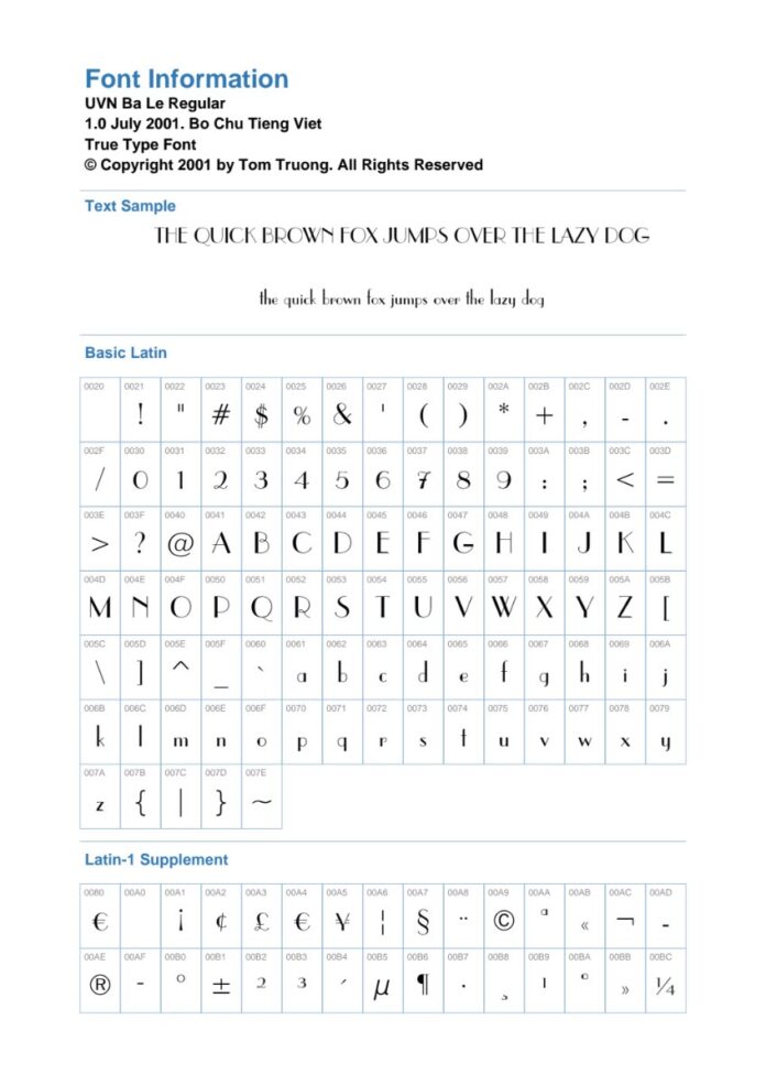 Font UVN Ba Le Regular Việt hóa